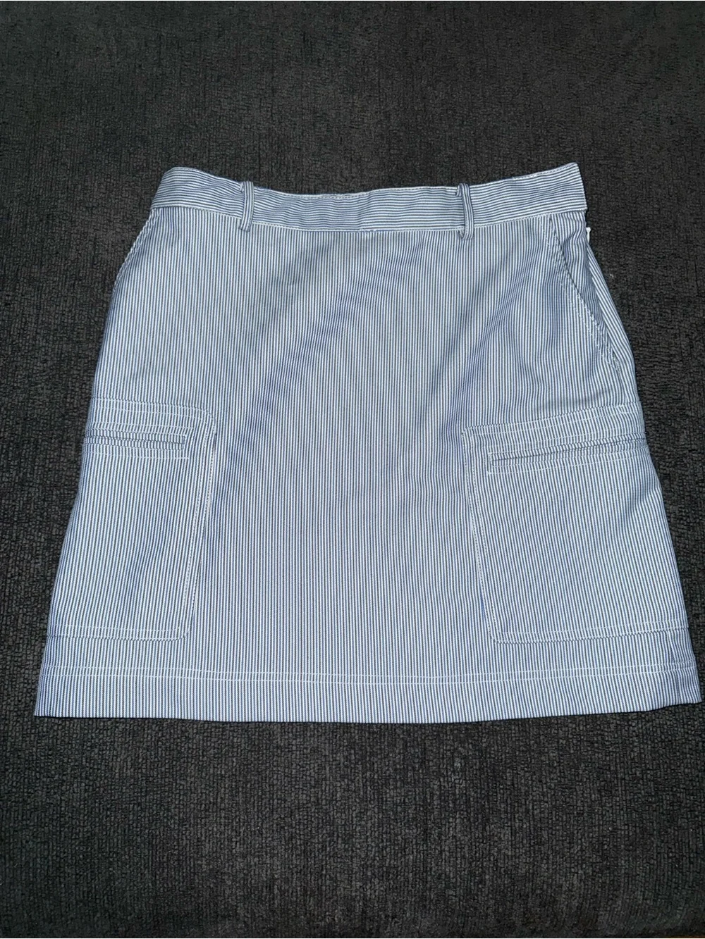 Tahari Blue White Pinstripe Utility Pocket Skort Skirt Size 6 Preppy Coastal - Picture 2 of 8